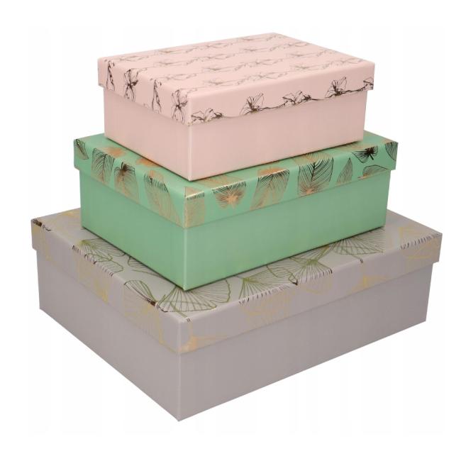[XX710347] Súprava darčekových krabíc 3 veľkosti Kvet List Ginko 3 ks