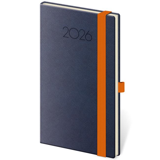 [DNP436-3] Nový týždenný vreckový diár Praga 9x14cm modrý 2026