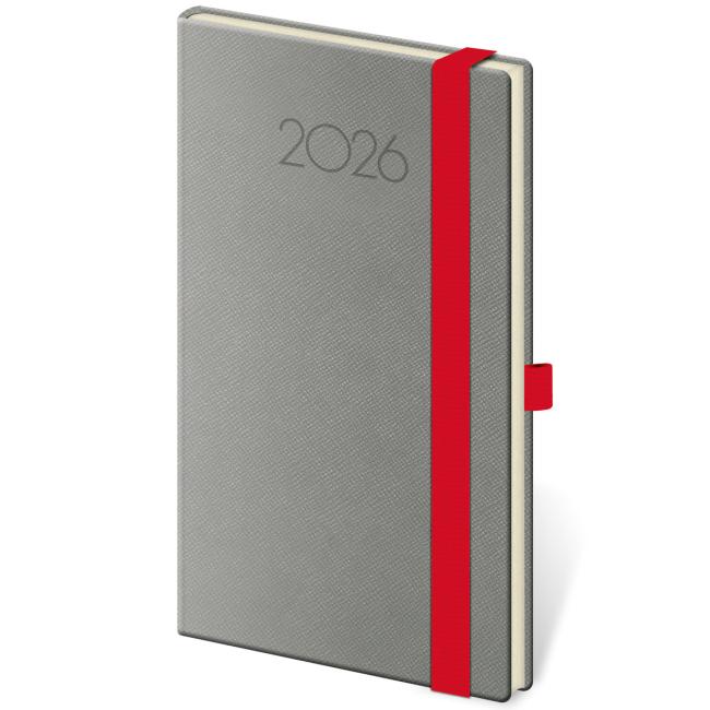 [DNP436-4] Nový týždenný vreckový diár Praga 9x14cm tmavosivý 2026