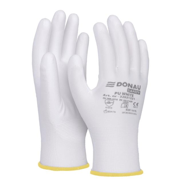 [DO132109] Rukavice pletené, polomáčané DONAU SAFETY PU kat. II biele veľ. 9