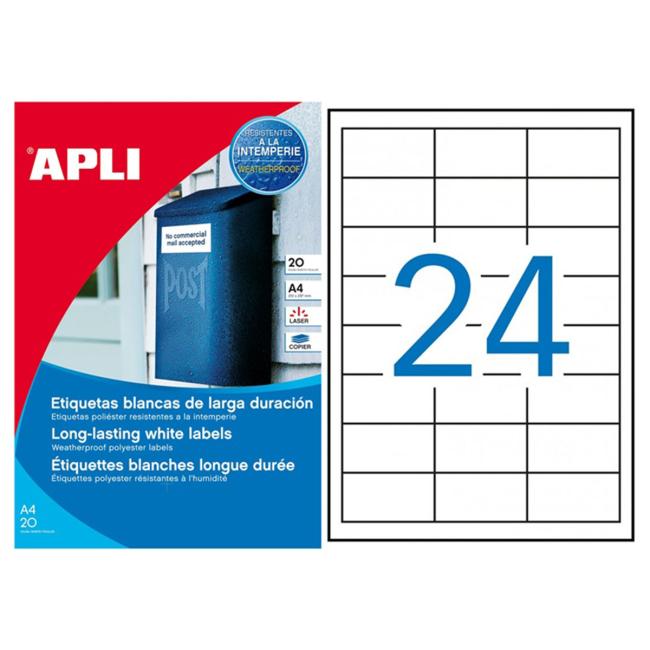 [AG001226] Etikety polyesterové 64,6x33,8mm APLI 20 hárkov