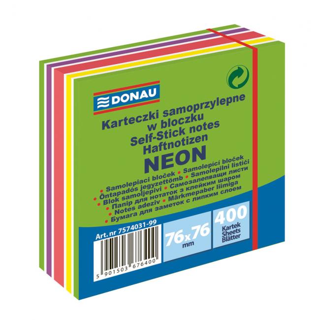 Samolepiaci bloček DONAU 76 x 76 mm, neónová zelená, 400 lístkov