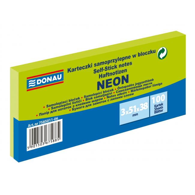 [DO501106] Samolepiaci bloček Donau neónový 38x51 zelený/3ks