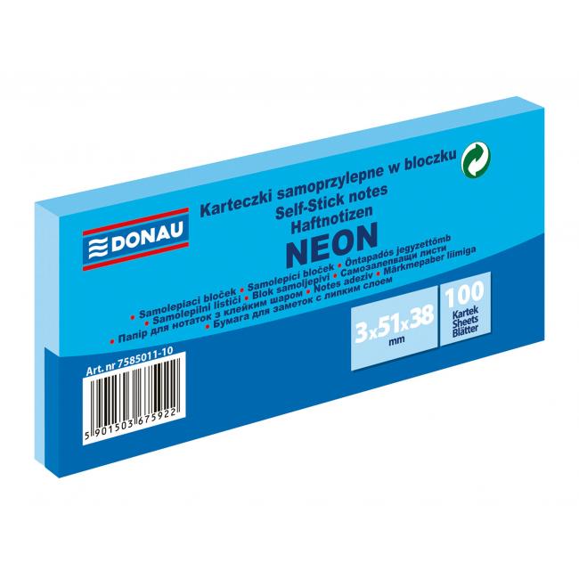 [DO501110] Samolepiaci bloček Donau neónový 38x51 modrý/3ks
