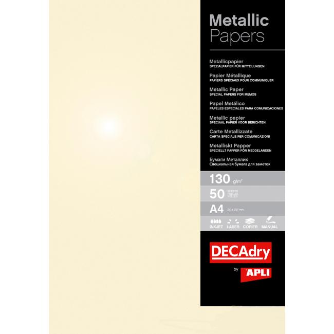 [AG004072] Metalický papier APLI A4 šampanské, 130g, 50 hárkov