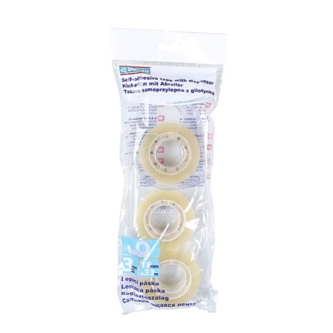 Lepiaca páska DONAU, 18 mm x 33 m, s dispenzorom, 3 ks