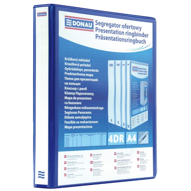 [DO825410] Zakladač prezentačný Donau 4,4cm 4D-krúžkový modrý