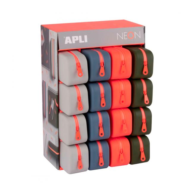 [AG019913] Puzdro na perá APLI NEON silikónové, mix farieb