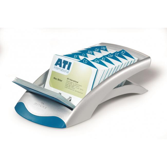 [DU241323] Stolový vizitkár na 200 vizitiek VISIFIX Desk VEGAS strieborný/modrý