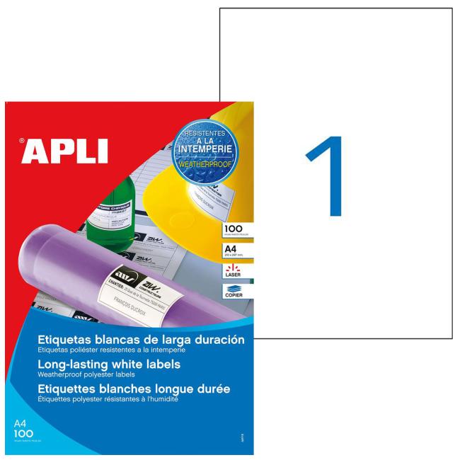 [AG101168] Etikety polyesterové 210x297mm Agipa 100 hárkov