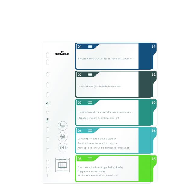 [DU679327] Plastový rozraďovač DURABLE 1-5 potlačiteľný farebný