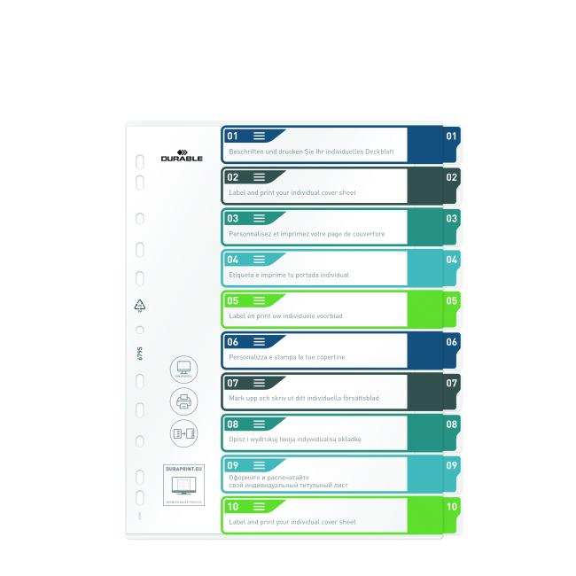 [DU679527] Plastový rozraďovač DURABLE 1-10 potlačiteľný farebný