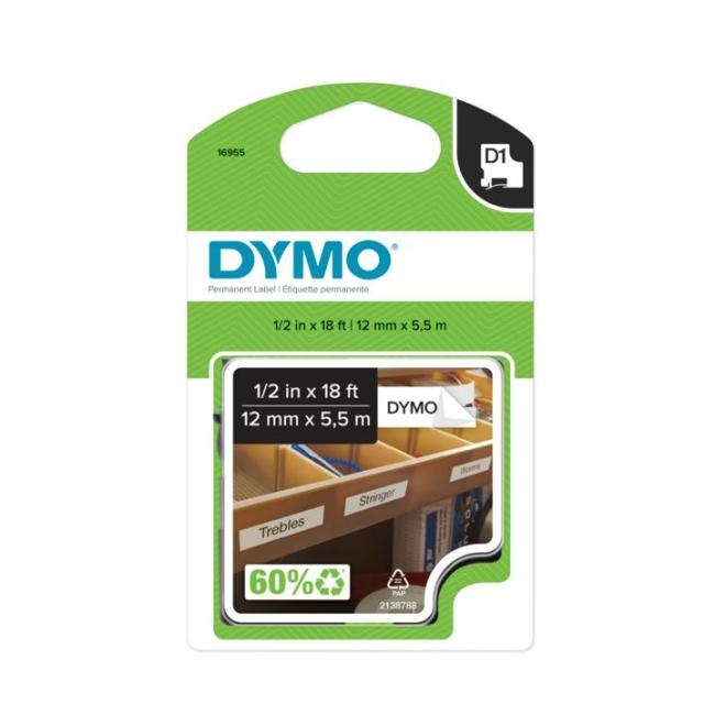 [DY978364] Permanentná vinylová páska Dymo D1 12 mm biela/čierna