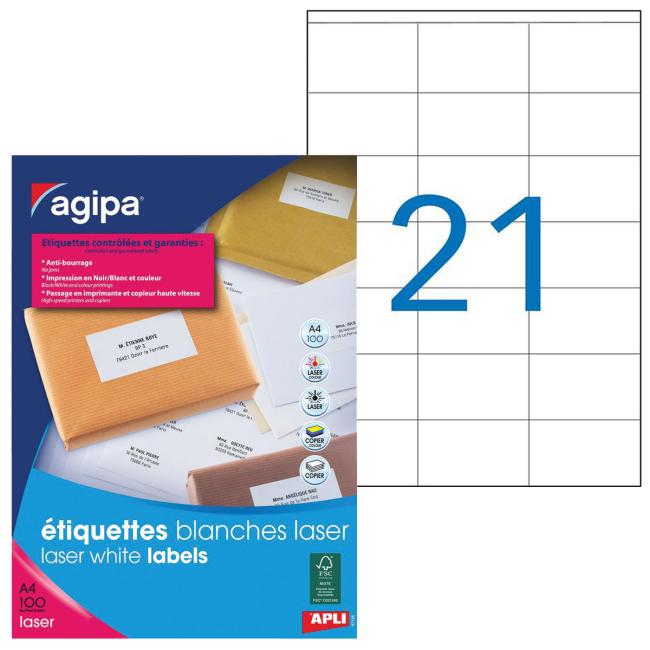 Etikety laser 70x42mm Agipa A4 100 hárkov