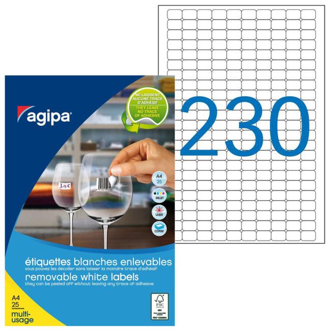 [AG119600] Etikety univerzálne odnímateľné 18x12mm Agipa A4 25 hárkov