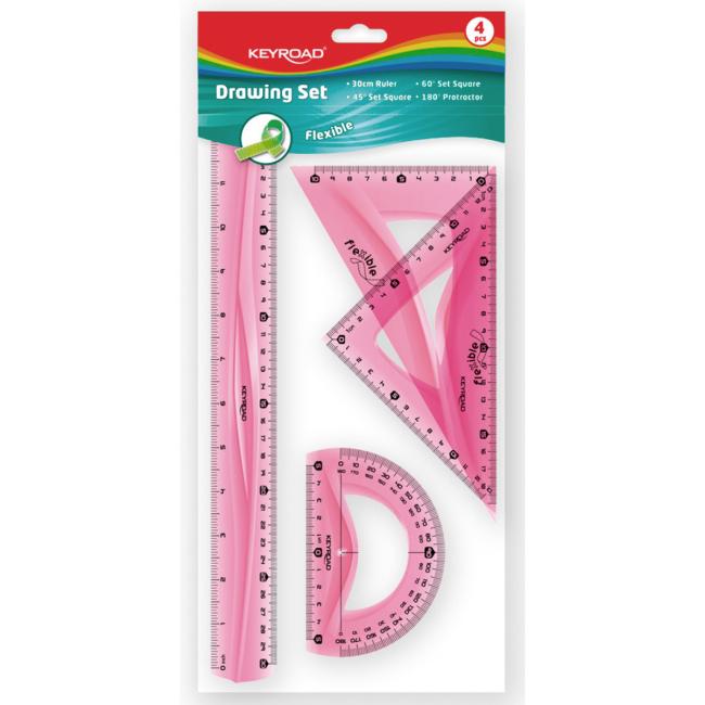 Rysovacia súprava pravítiek KEYROAD ohybná, mix farieb