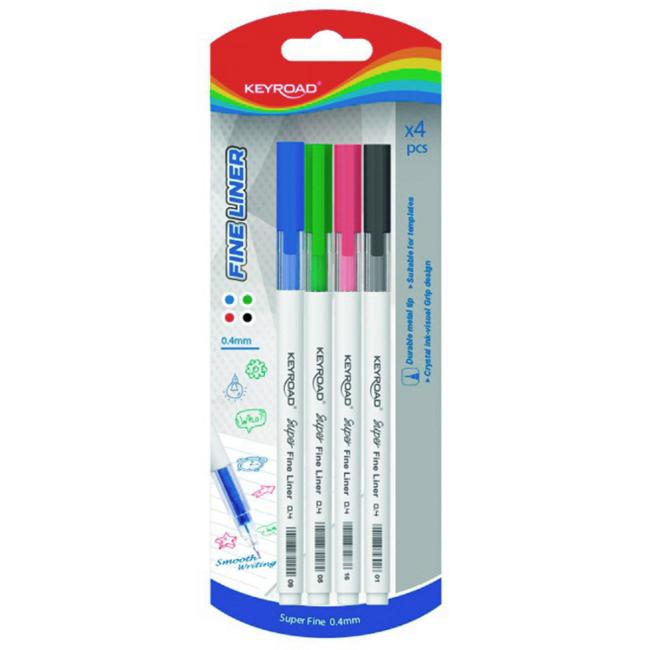 [EC972461] Sada linerov KEYROAD Fine 0,4 mm, blister 4 ks, mix farieb