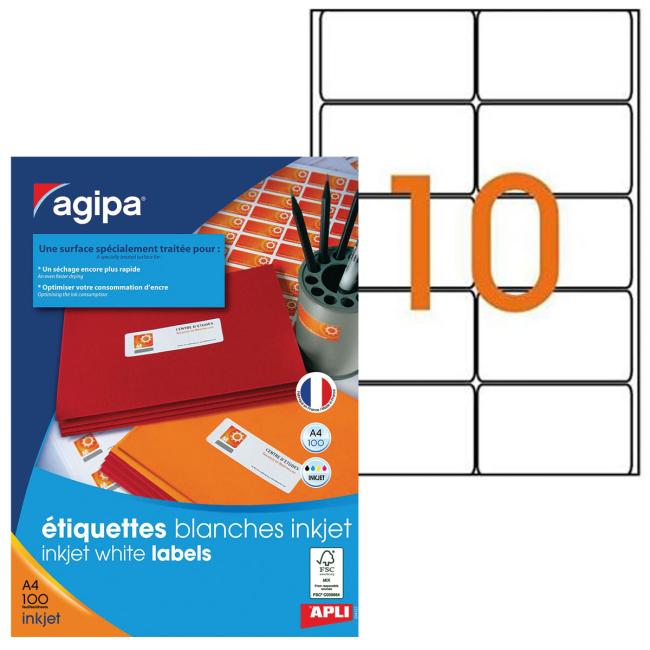 [AG119840] Etikety inkjet 99,1x57mm Agipa A4 100 hárkov