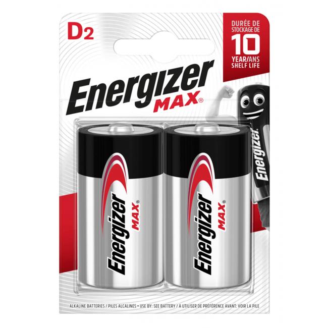 Batéria Energizer alkalická Max 1,5 V, typ D, 2 ks