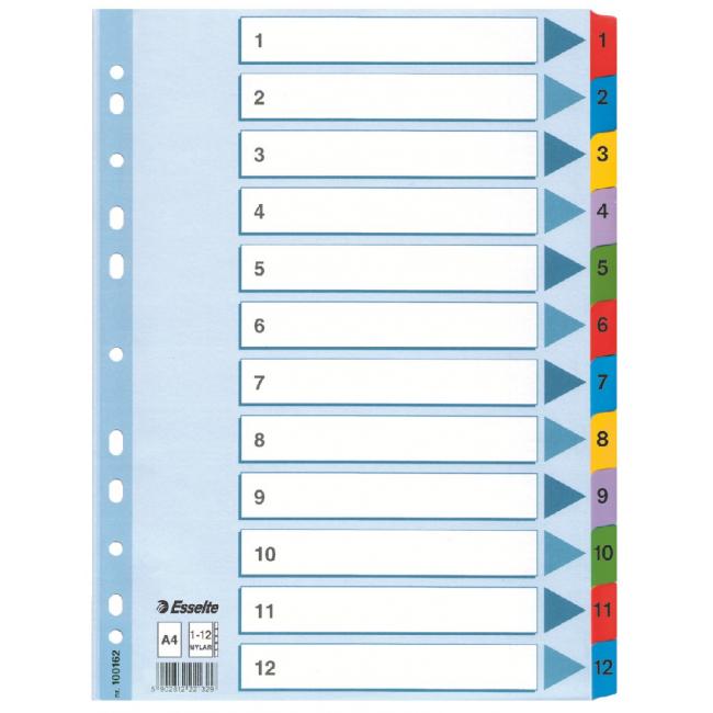 [ES100162] Kartónový rozraďovač Esselte Mylar 1-12
