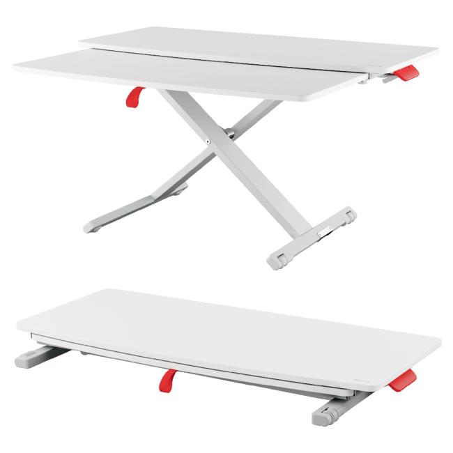 [ES320085] Konvertor stola Leitz Cosy Ergo na prácu postojačky s výsuvnou priehradkou na klávesnicu sivý