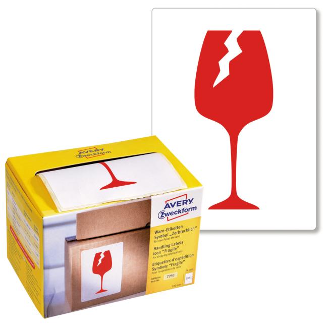 [AV007251] Etikety Avery s varovným symbolom ’ Krehké’ 74x100mm na kotúči