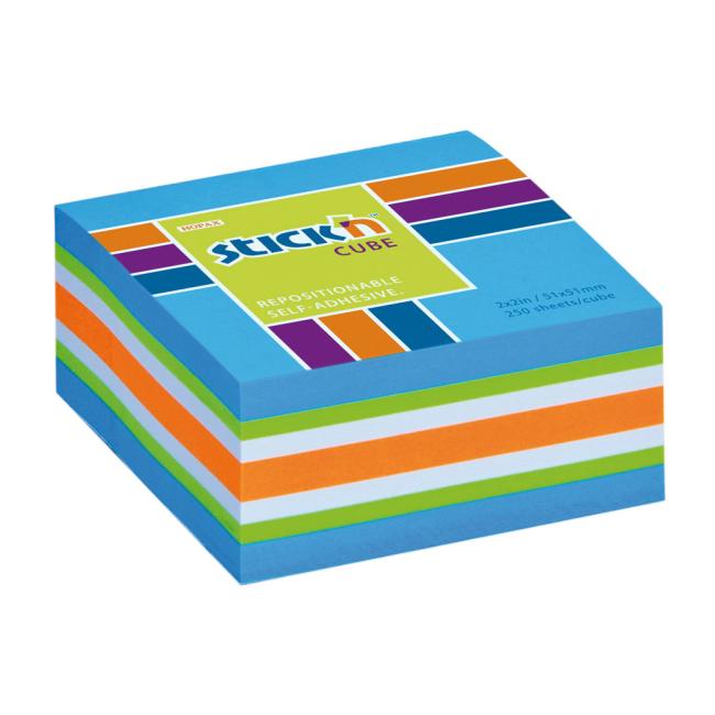 [AV021535] Samolepiaci bloček Stick’n Hopax mini, 51x51 mm, modrý mix