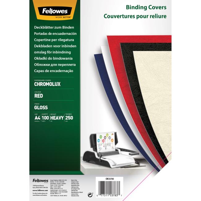 [FE537830] Kartónové obálky na krúžkovú väzbu Chromolux A4 červené