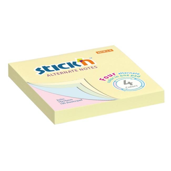 [AV021821] Samolepiaci bloček Stick’n Hopax Alternate, mix pastel, 76 x 76 mm