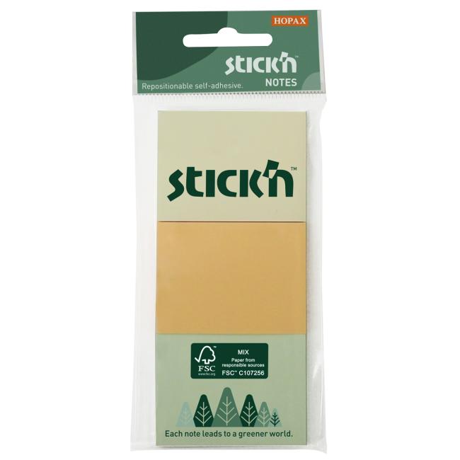 [AV021885] Samolepiaci bloček Stick’n Hopax, 38x51 mm, mix pastelových farieb, 3x100 lístkov