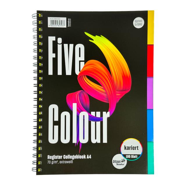 [FW608555] Blok College Format Werk Ursus A4 100 listov štvorčekový farebný register