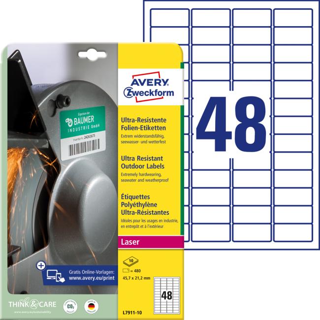 [AV791110] Etikety Avery 45,7 x 21,2 mm, ultra odolné biele