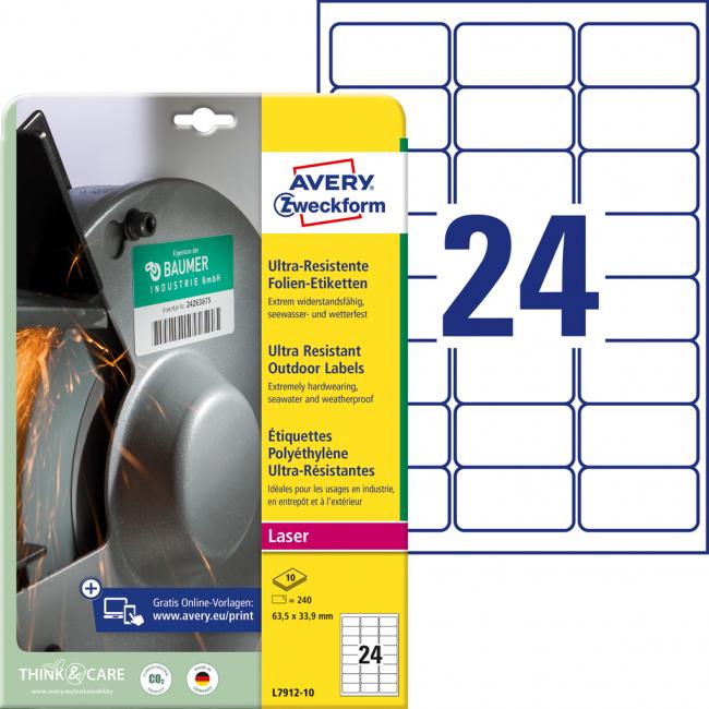 [AV791210] Etikety Avery 63,5x33,9 mm, ultra odolné biele