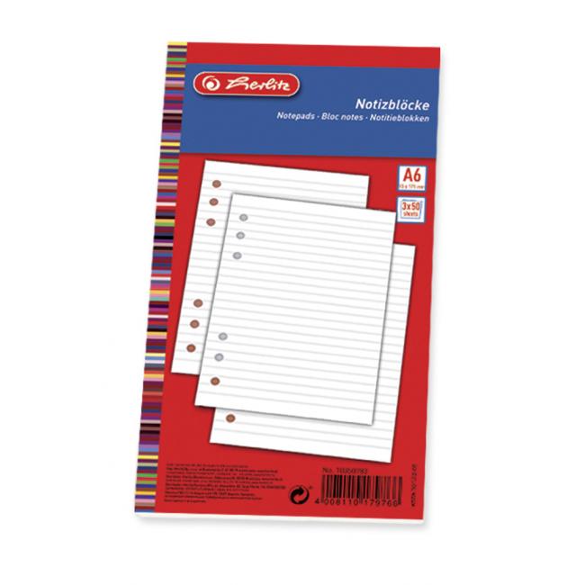 [HL056058] Náplň do bloku TP Herlitz A6 150 listov s linajkami (3 x 50)