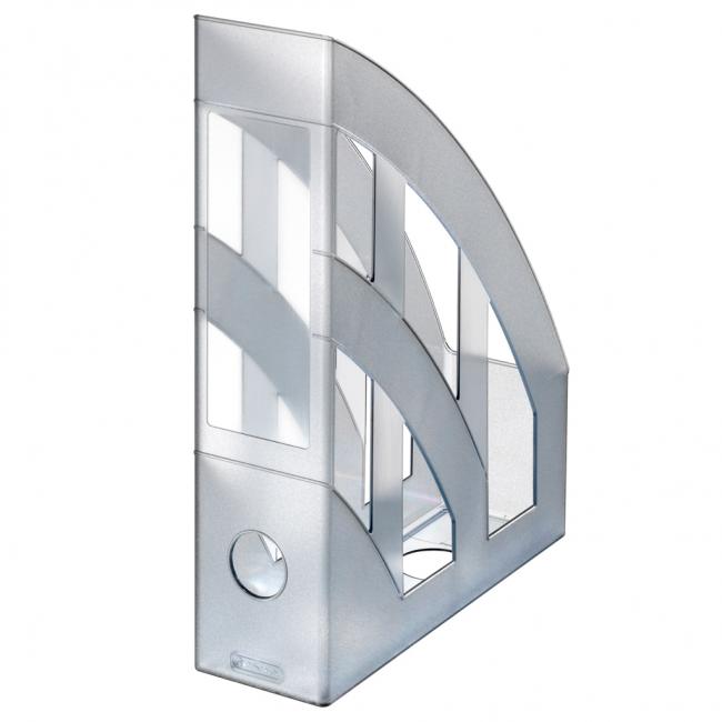 [HL074177] Stojan na časopisy Herlitz transparentný sivý