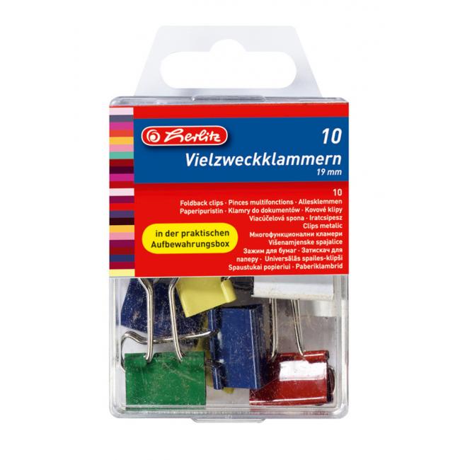 [HL770257] Klipy na dokumenty Herlitz 19mm farebné 10ks