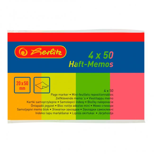 [HL790642] Záložky Herlitz papierové 20x50mm 50 ks 4 farby