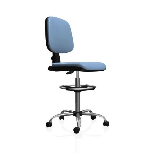 [AB201676] Zdravotnícka stolička EKO, extra vysoký piest, aretačný kruh, zdr. ekokoža modrá KN0061