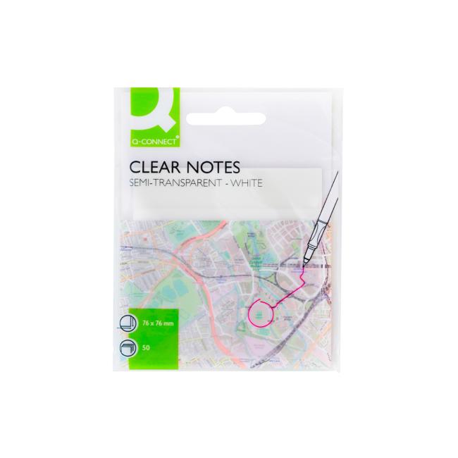 [QC010370] Samolepiaci bloček Q-CONNECT priehľadný 76 x 76 mm, 50 lístkov