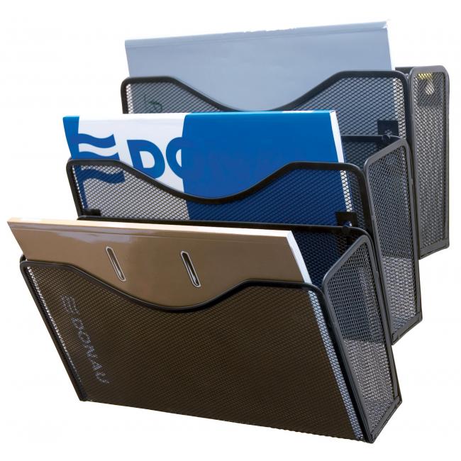 [QC016574] Drôtený stojan nástenný s 3 odkladačmi 325x230x330mm čierny