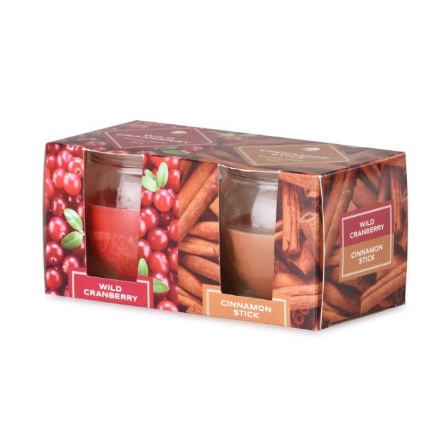 [XM334775] Emocio Glass Wild Cranberry & Cinnamon Stick, vonná sviečka, 2 ks v krabičke, 65x63 mm