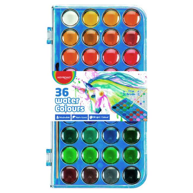 [EC972747] Vodové farby KEYROAD so štetcom, 36 farieb