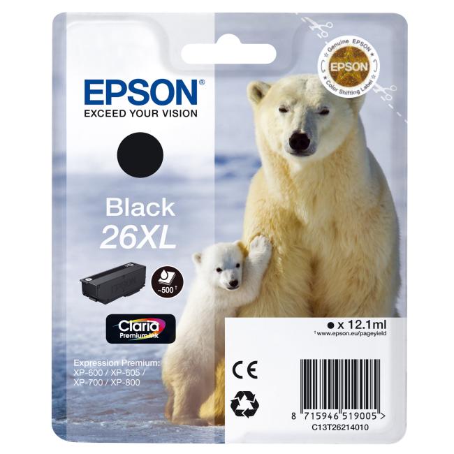[EP021991] Atramentová náplň Epson C13T262140 black T2621 26XL pre XP-600/700 (12,2 ml)