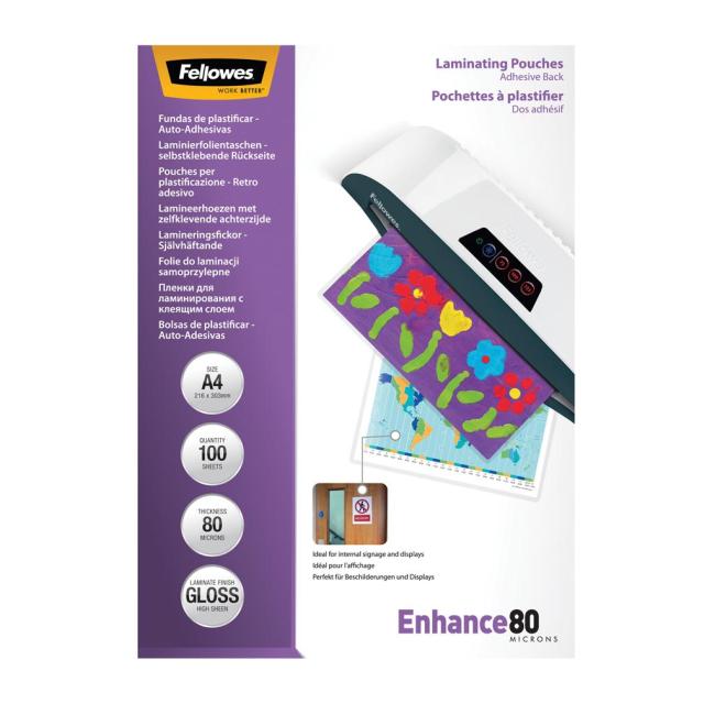 [FE530220] Laminovacie fólie Fellowes A4 80 mic. adhezívne