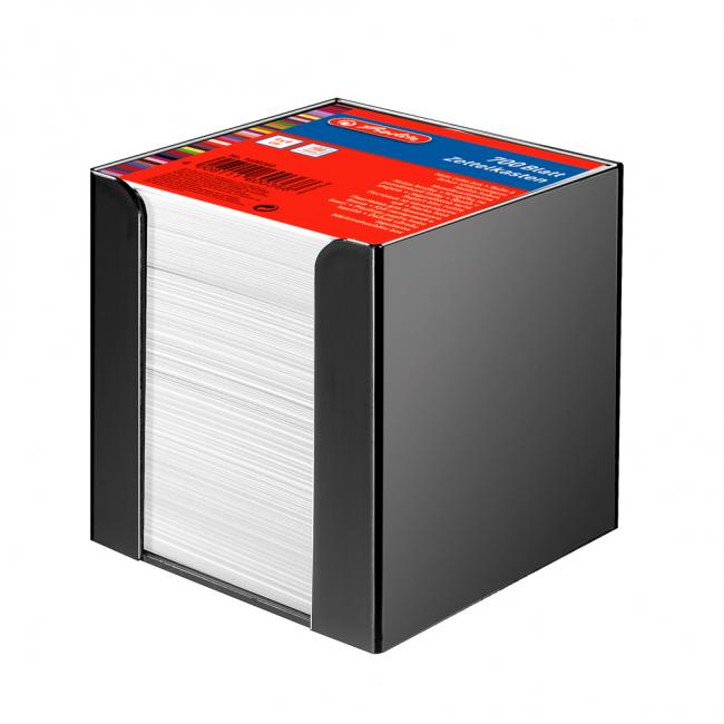 [HL600360] Poznámkový bloček kocka nelepená Herlitz 90x90x90mm biela v čiernej krabičke